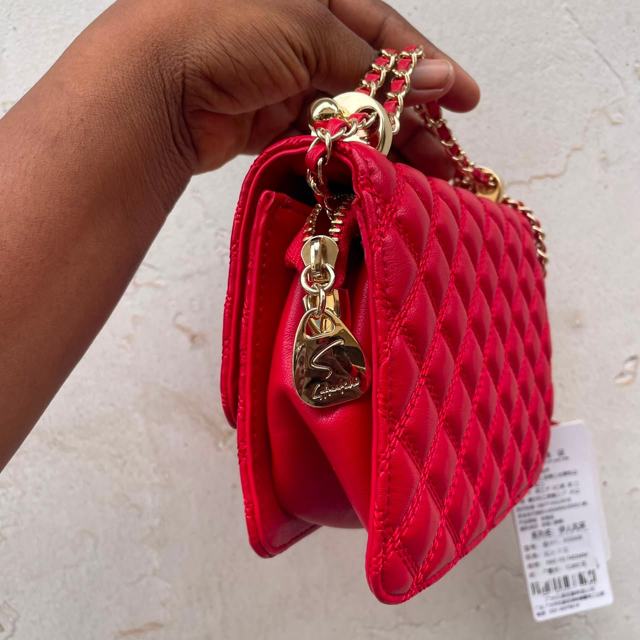 Quilted Clover Chain Mini Bag - Red image 3