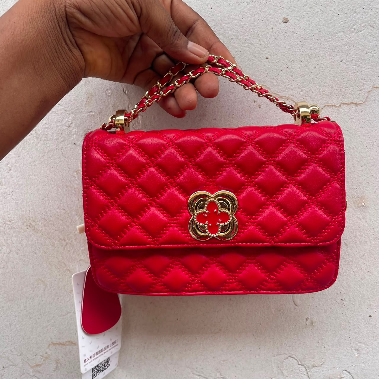 Quilted Clover Chain Mini Bag - Red image 2