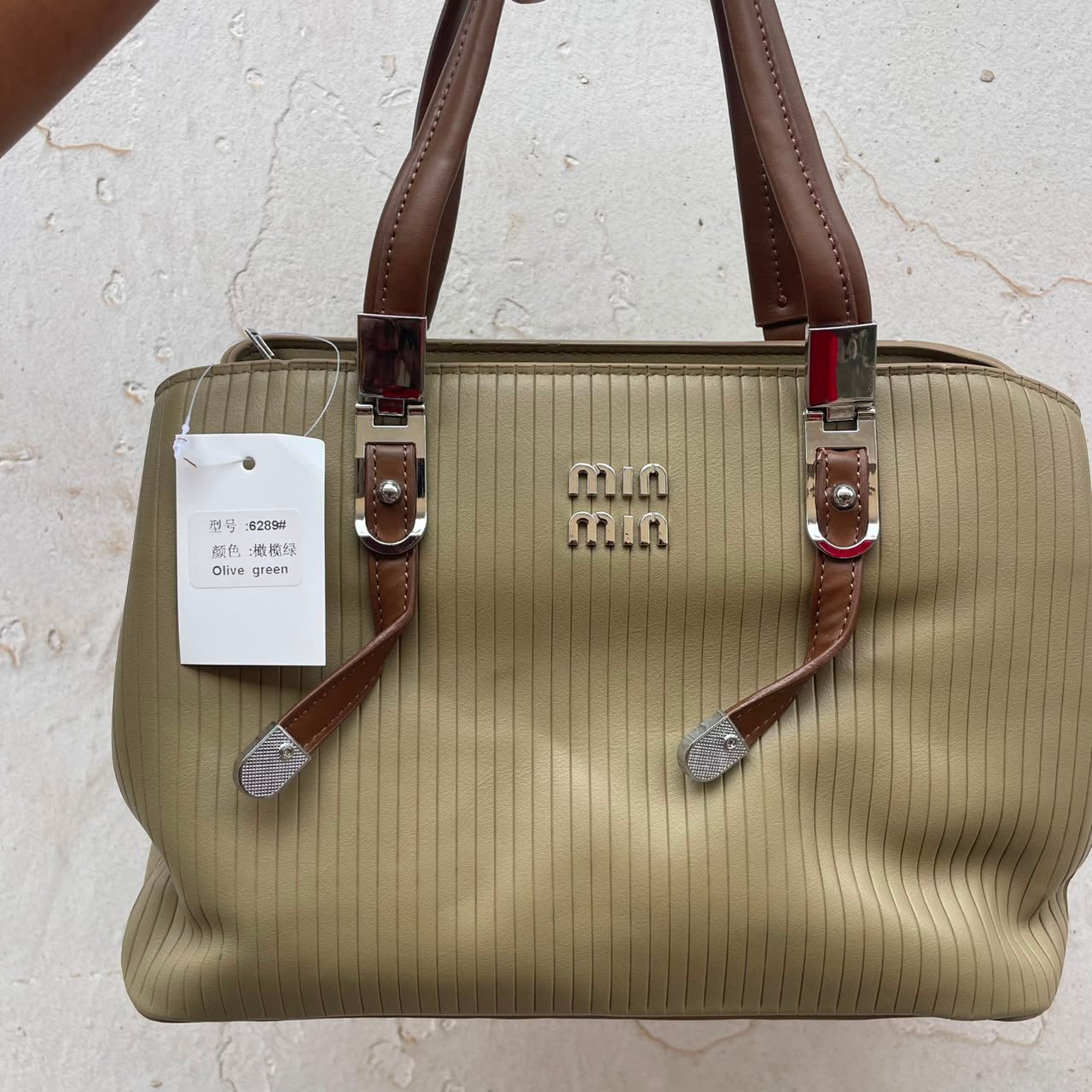 JIZ PARIS MIN MIN Pleated Tote - Sage Green image 2