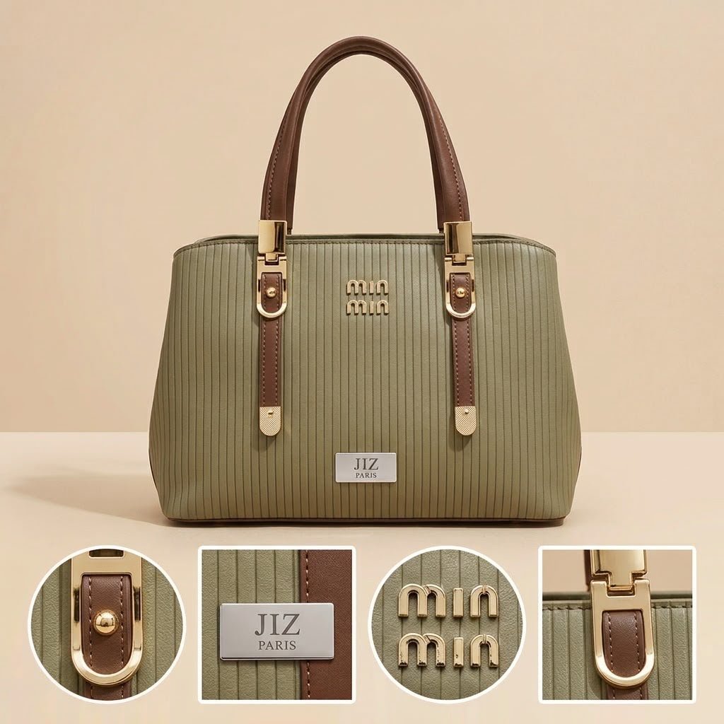 JIZ PARIS MIN MIN Pleated Tote - Sage Green
