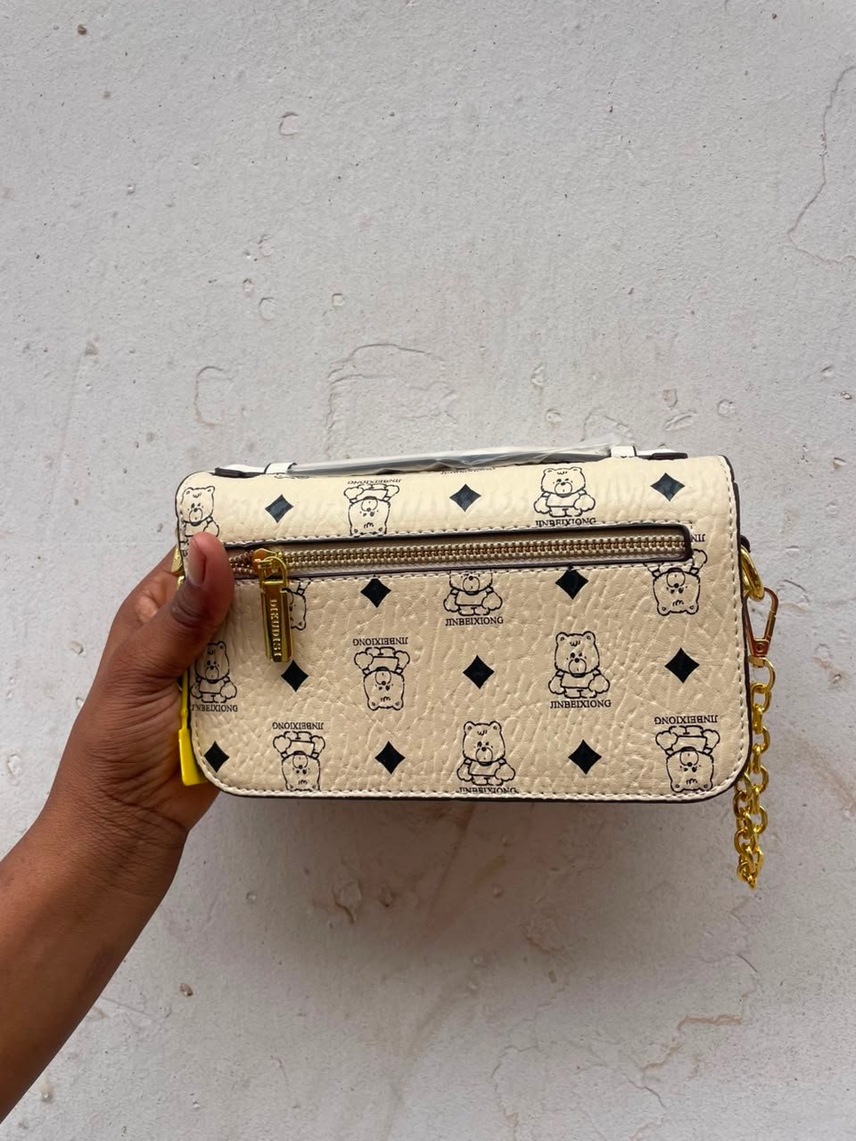 Teddy Bear Monogram Flap Bag - Cream Beige image 3